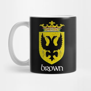 Brown Surname / Faded Style Family Crest Coat Of Arms Design Mug